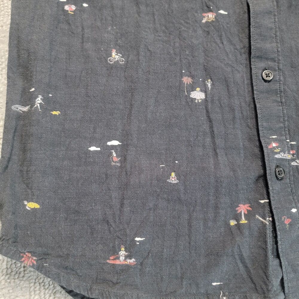 Vans Shirt Mens L Short Sleeve Button Up Black Tres Palmas Beach Scenes Print - Picture 9 of 12